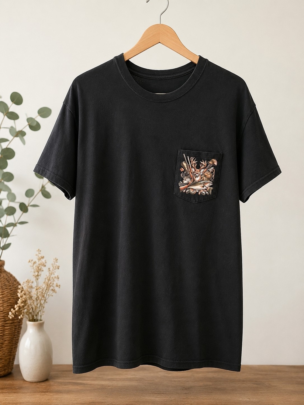 Black Pocket Graphic T-Shirt - Casual Men's Tee